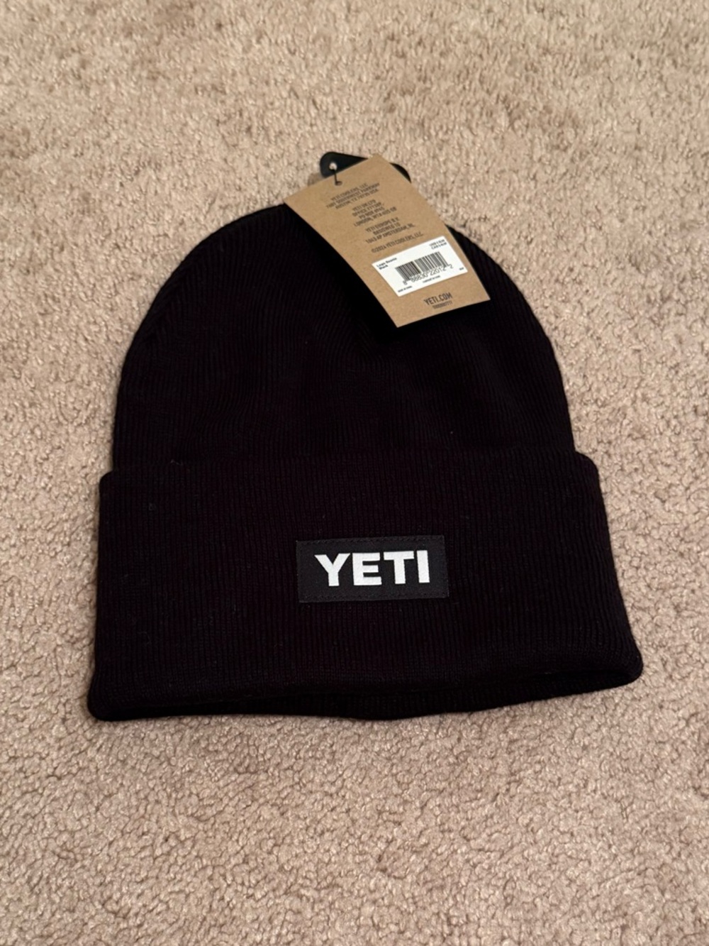 Yeti Black Knit Cuff Beanie with White Logo Patch 🆕